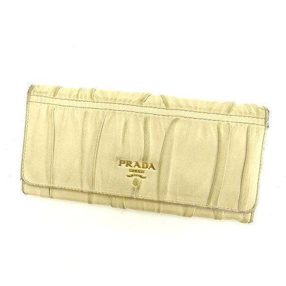 Prada beige zipper long leather Wallet - Picture 1 of 6